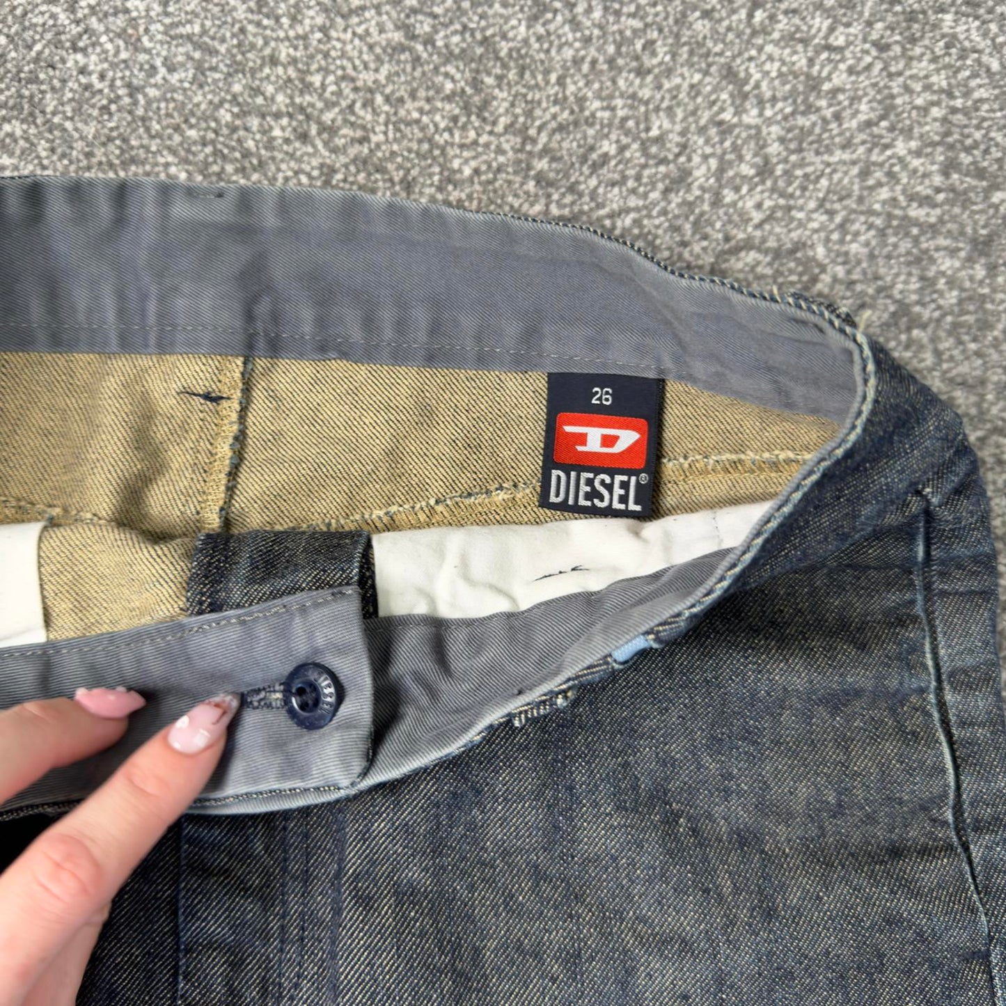Y2K vintage Diesel low rise denim midi skirt