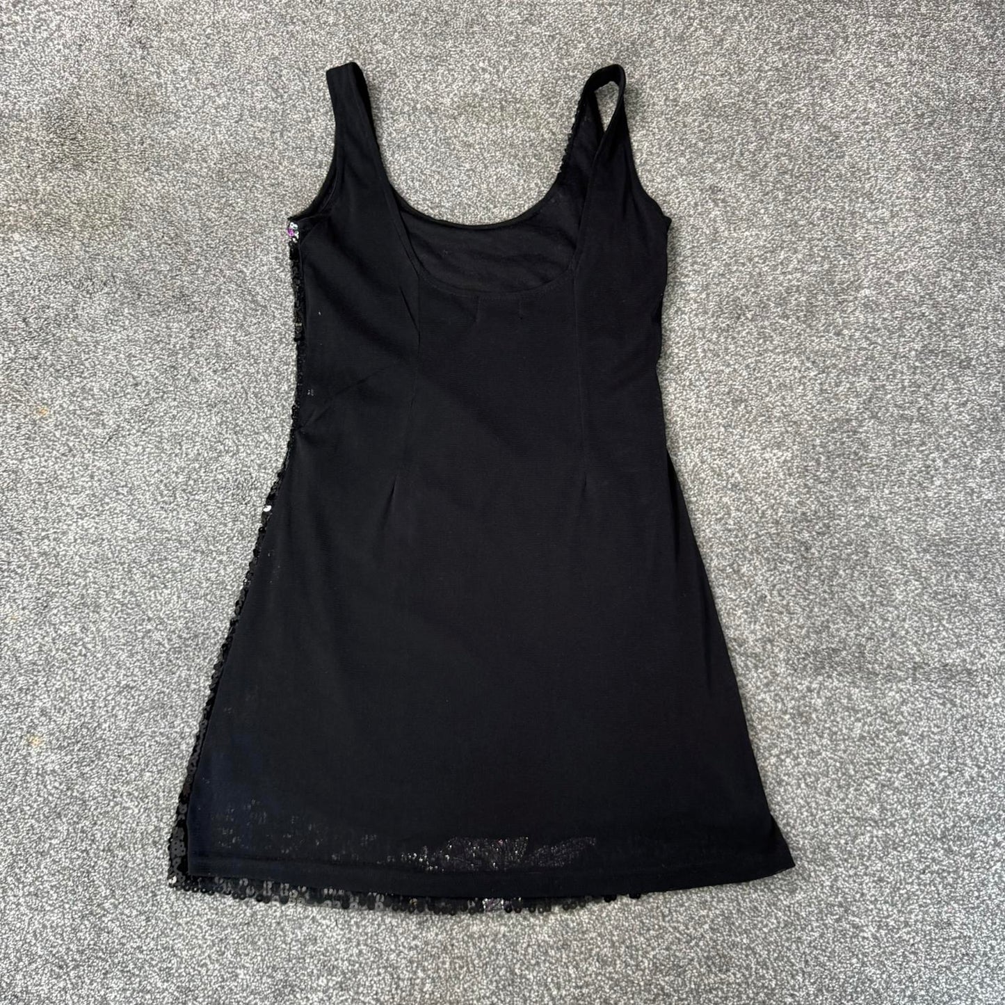 Y2K vintage sequin butterfly mini dress black purple mesh round neck festival