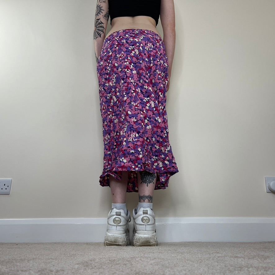 Y2K floral maxi skirt low rise