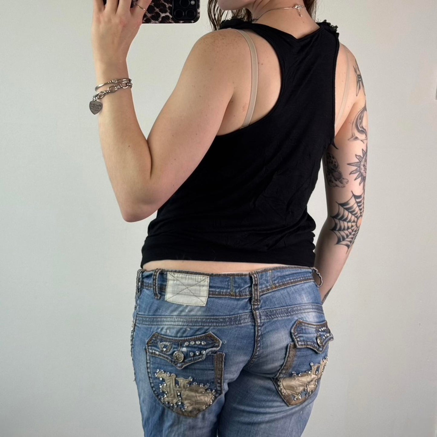 Y2K vintage 3D rose round neckline tank top racerback floral