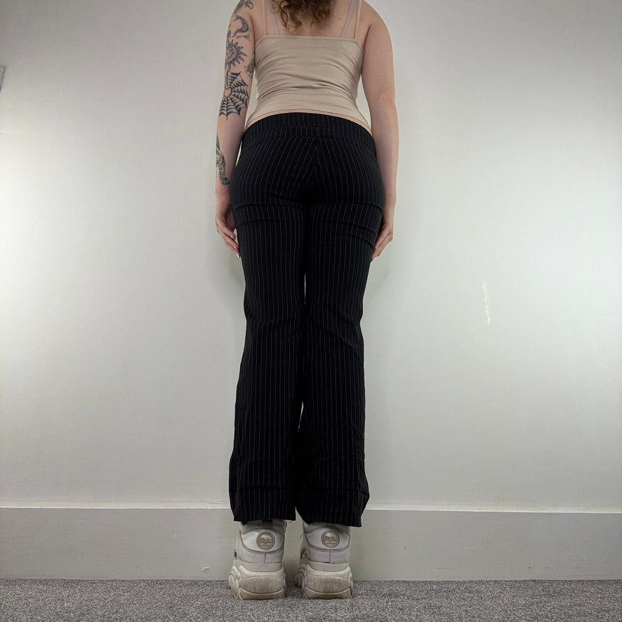 Y2K vintage pinstripe trousers stretchy tailored low rise bootcut