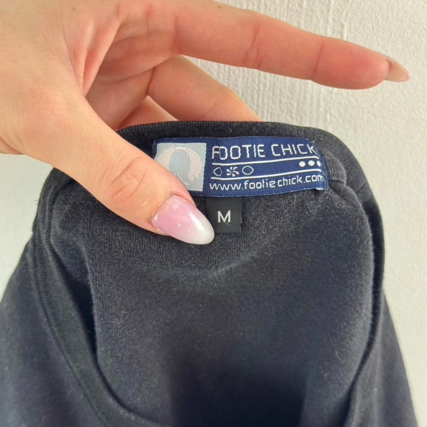 Y2K vintage footie chick baby tee top graphic print black short sleeve football