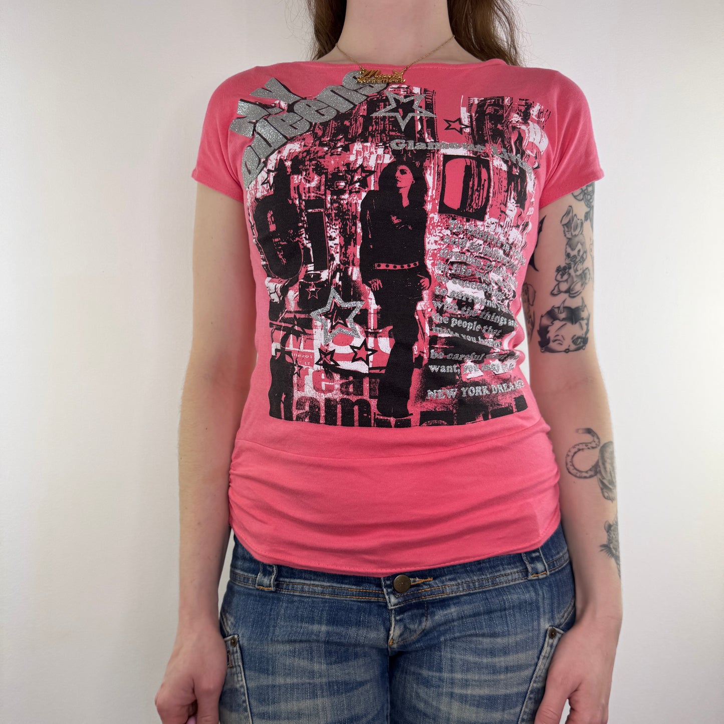 Y2K vintage graphic print fitted top