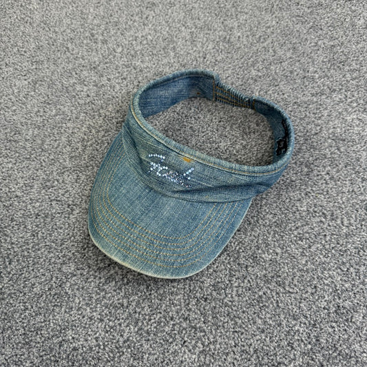 Y2K FCUK denim rhinestone sun visor cap