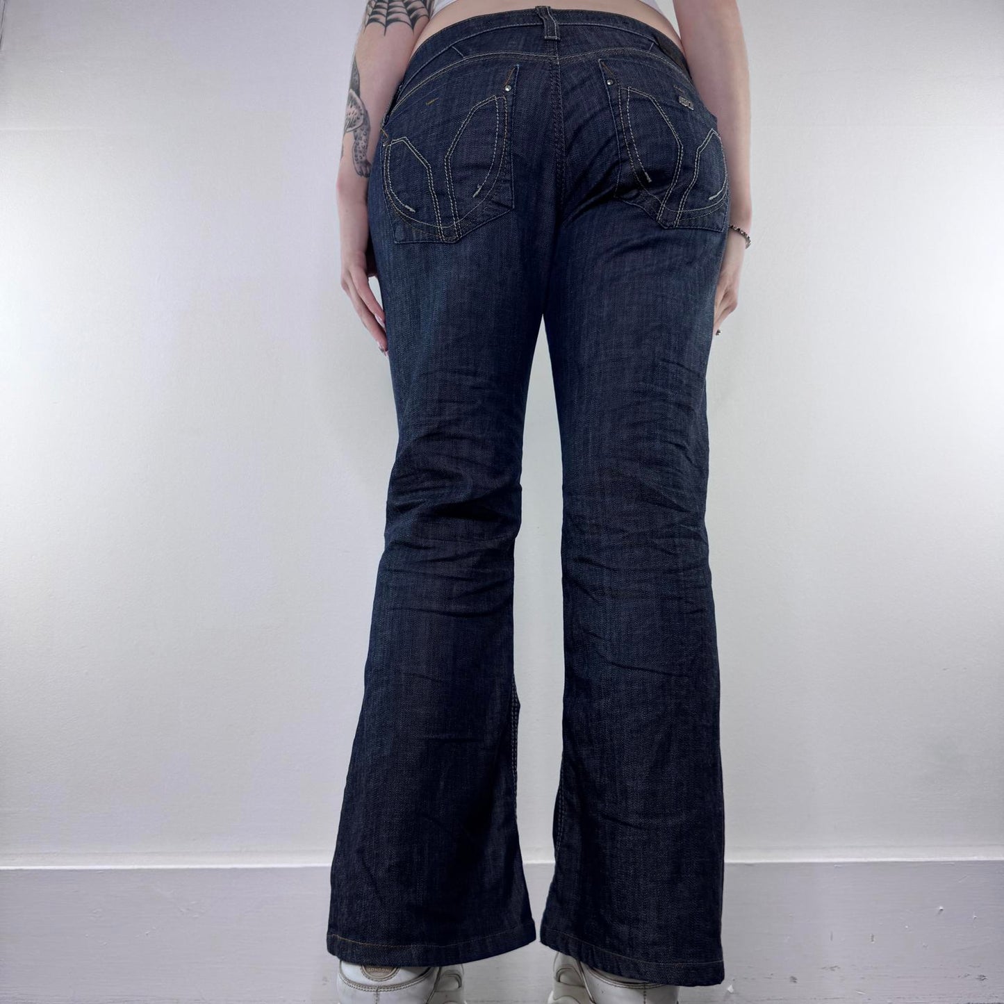 Y2K vintage Miss Sixty Wilkie style bootcut low rise dark denim jeans flared