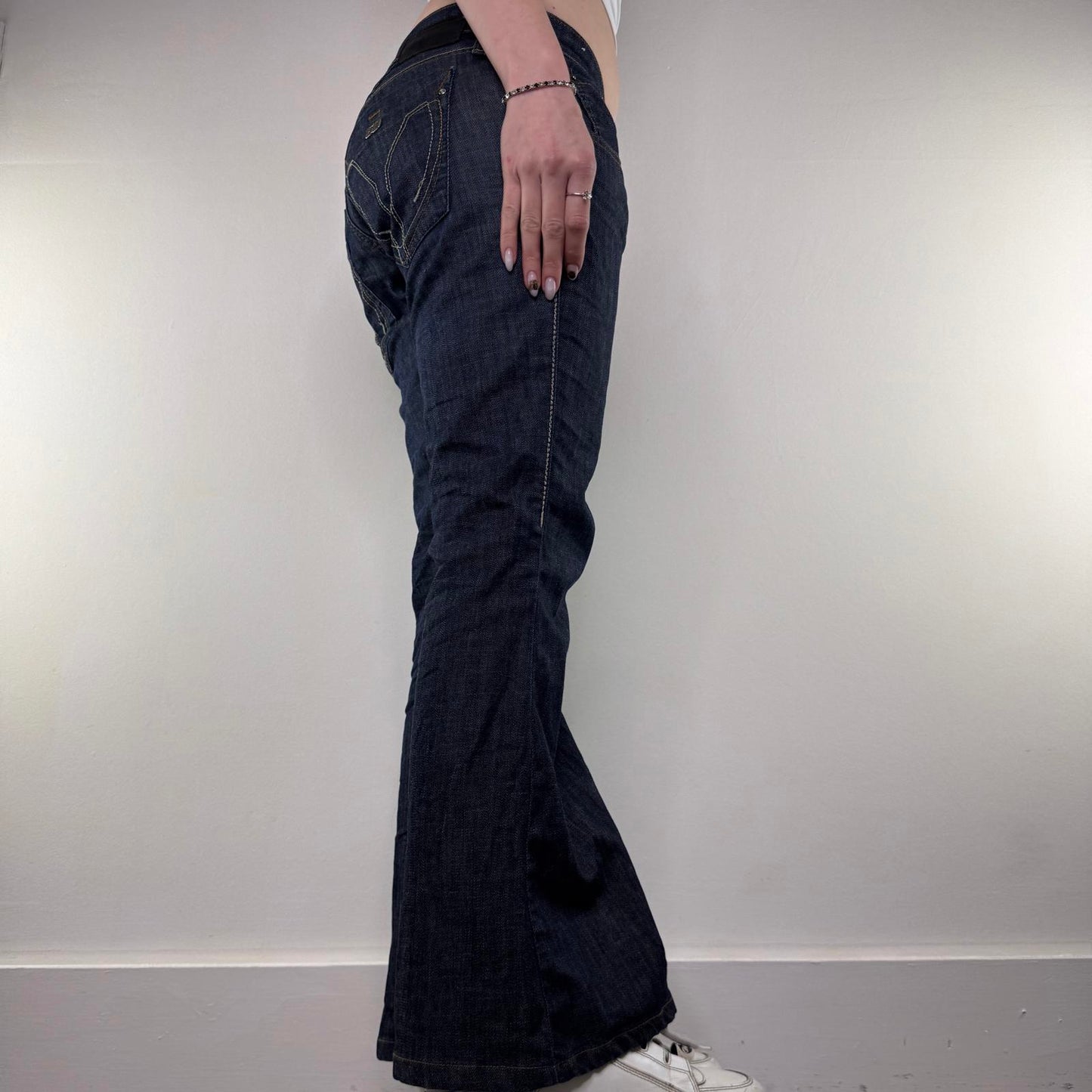 Y2K vintage Miss Sixty Wilkie style bootcut low rise dark denim jeans flared
