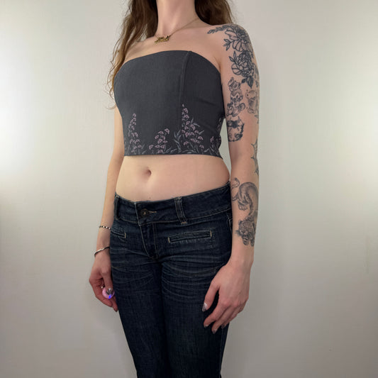 Y2K vintage strapless crop top floral