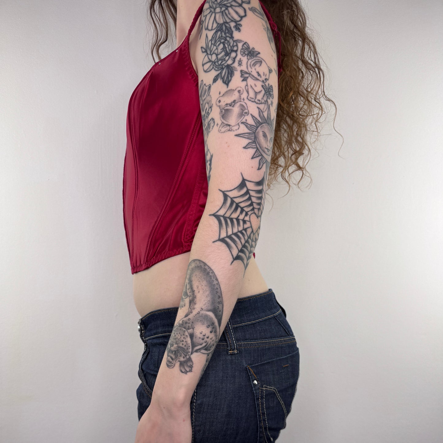 Y2K vintage boned rhinestone satin bustier top