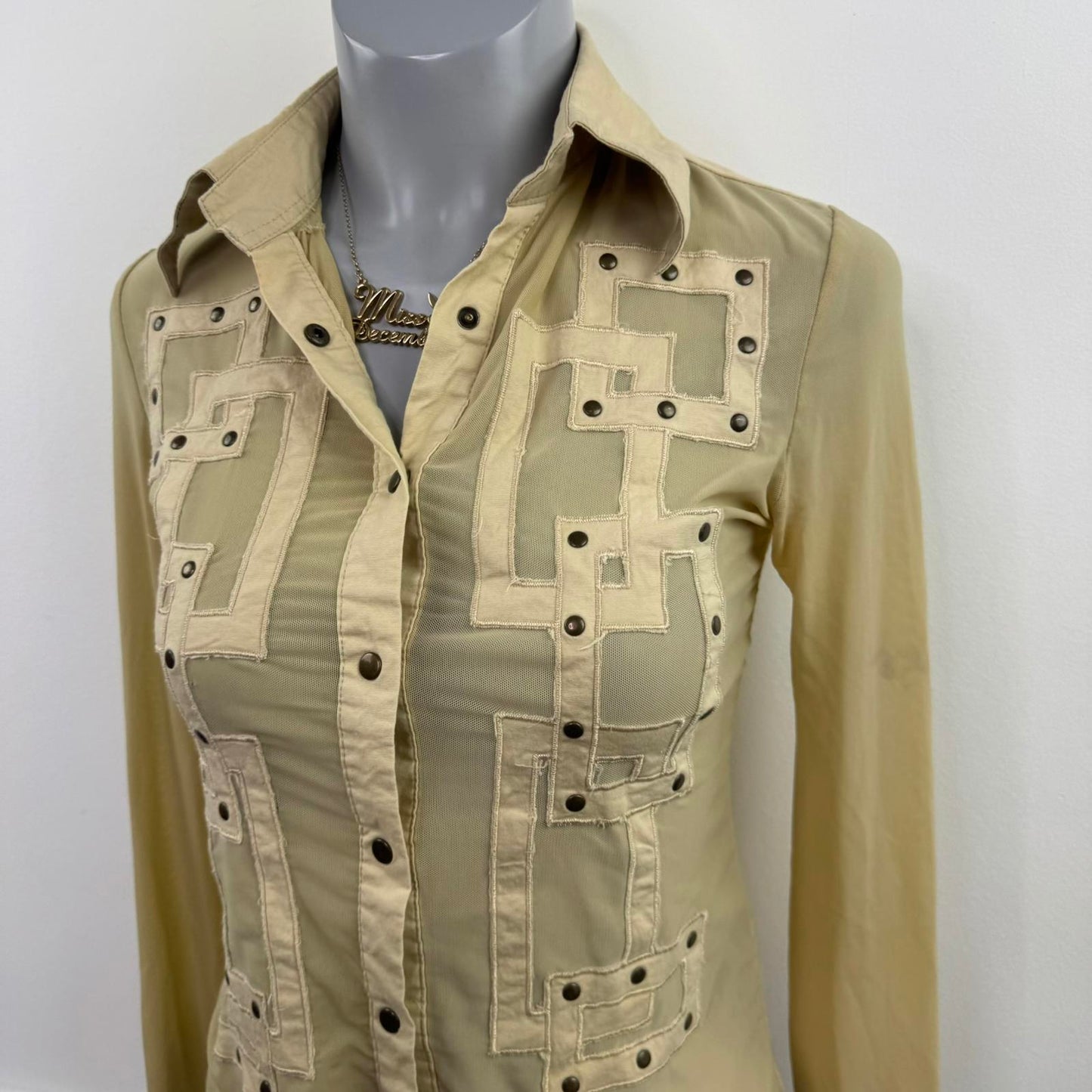 Y2K vintage sheer stretchy long sleeve shirt