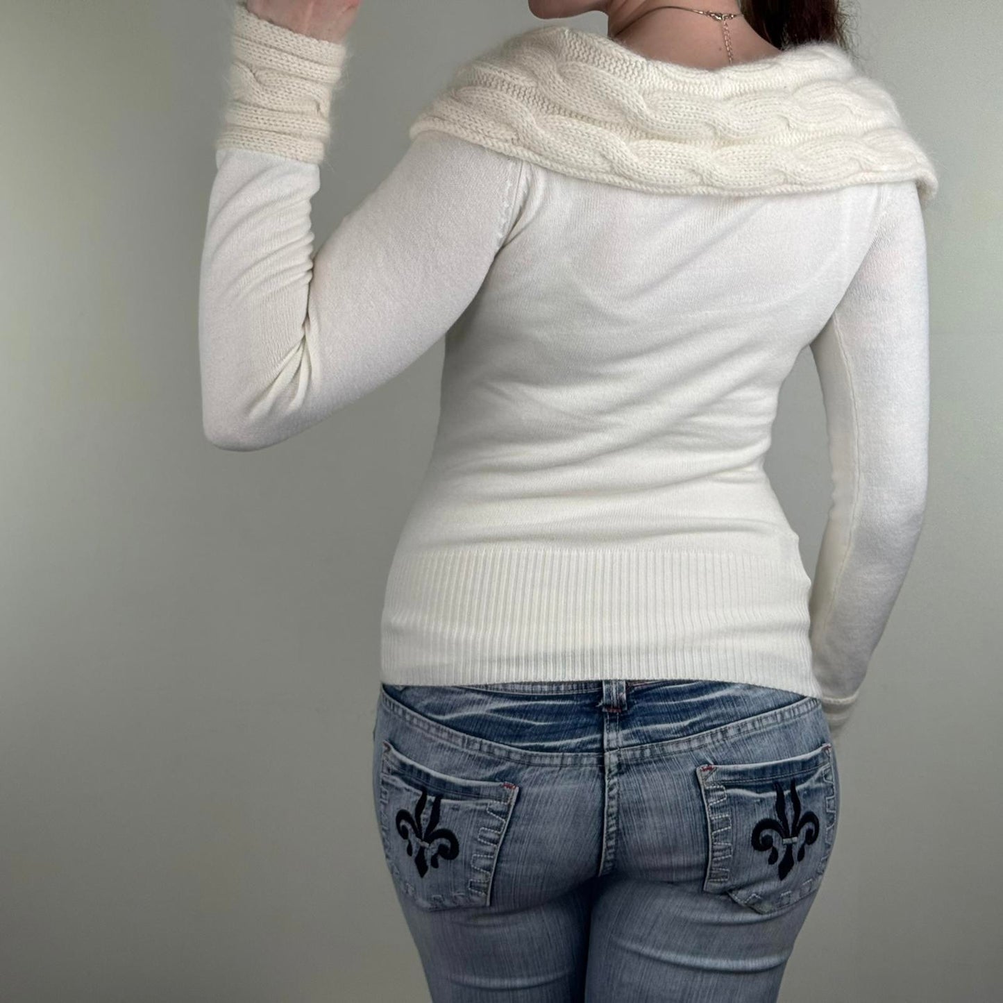 Y2K vintage Jane Norman jumper roll neck knitted cable knit angora wool blend