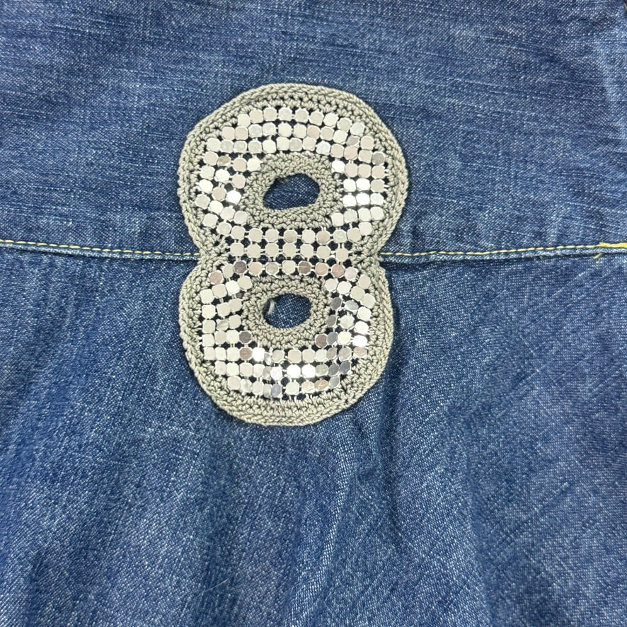 Y2K vintage number low rise chainmail denim mini skirt