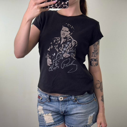 Y2K vintage Elvis Presley t shirt top graphic print baby tee fitted