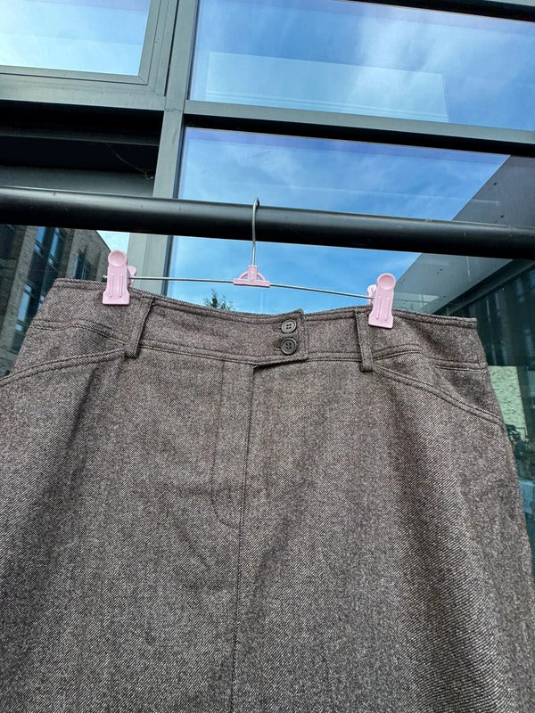 Y2K vintage wool blend maxi skirt brown a line