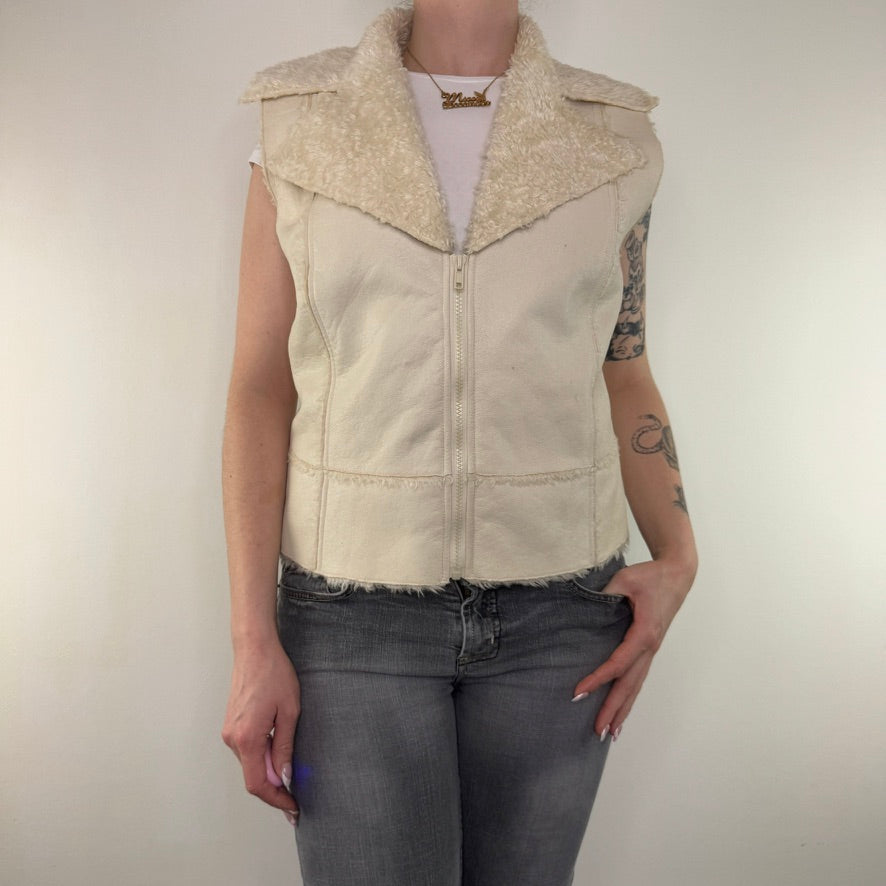 Y2K vintage lace up gilet shimmer zip up sleeveless jacket winter mcbling