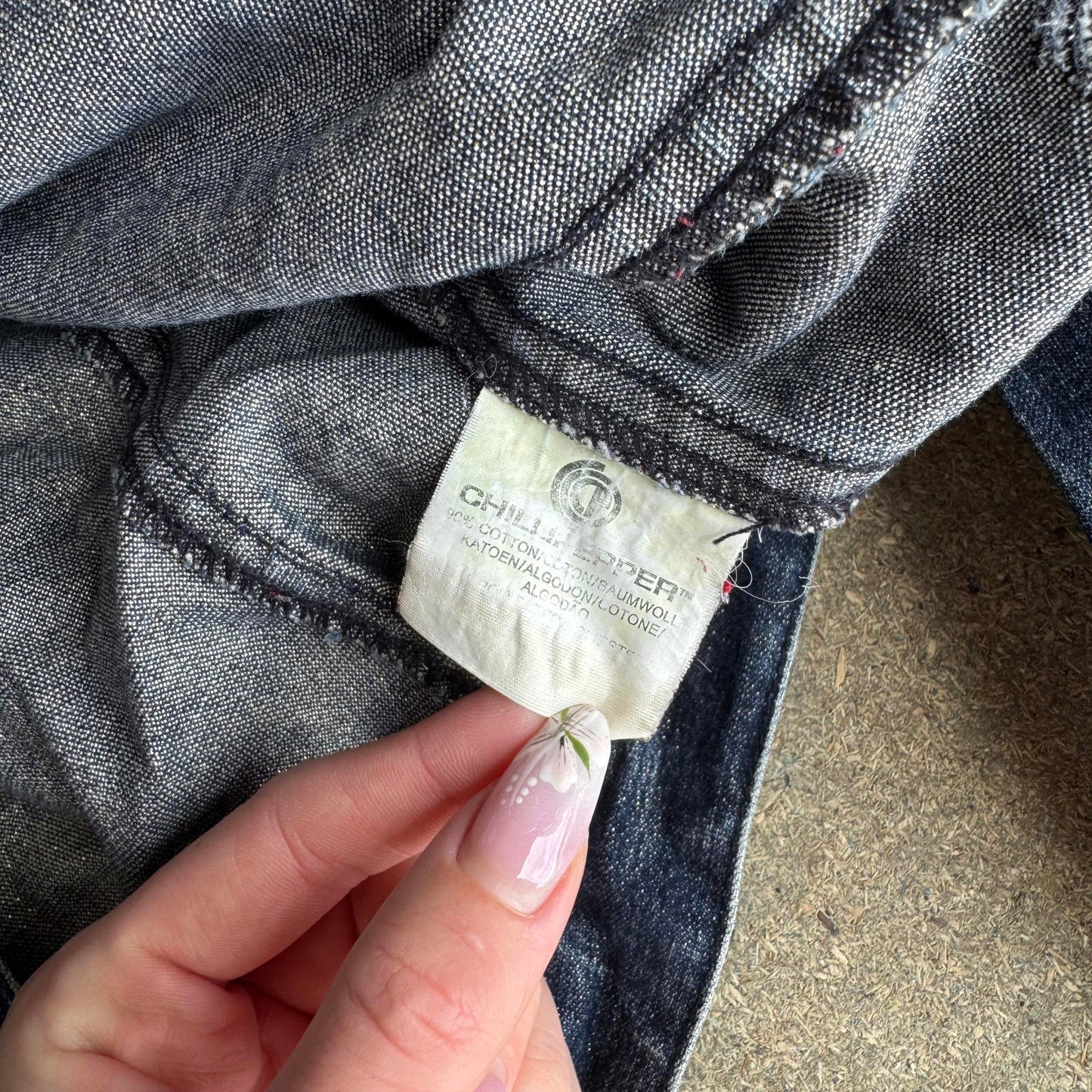 Y2K vintage Chilli Pepper glitter popper button up denim jacket fitted short