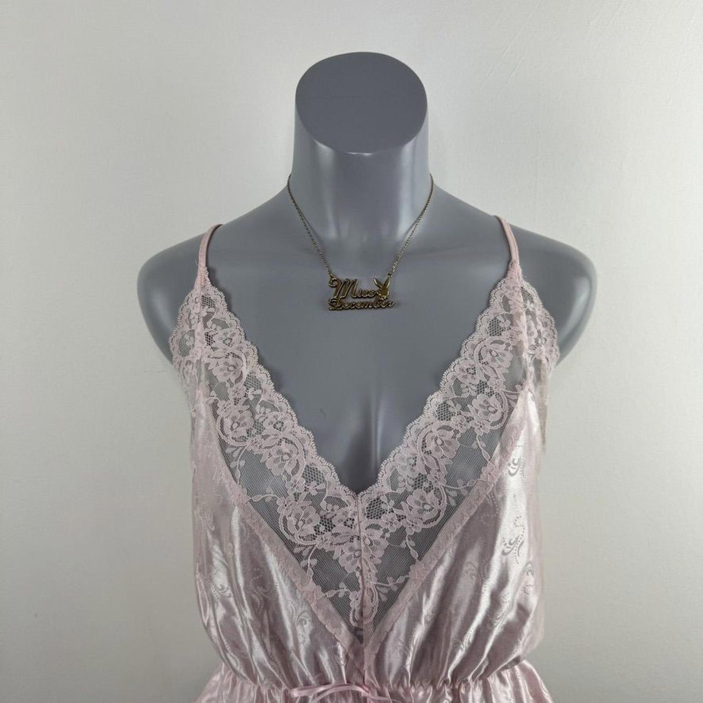 Vintage coquette satin lace trim lingerie top v neck frill strappy bow
