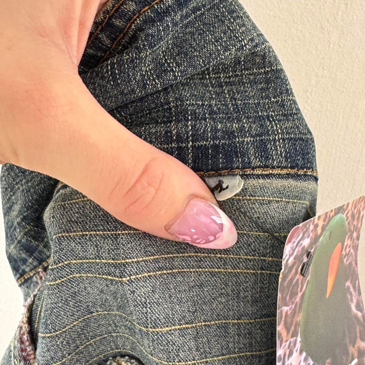 Y2K vintage fitted faded denim button up jacket dirty wash archive slight crop