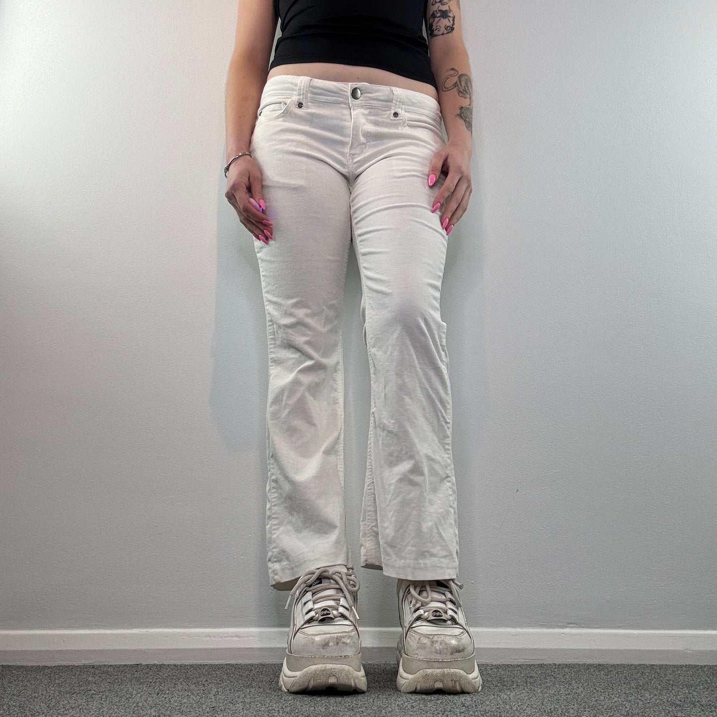 Y2K rhinestone low rise corduroy bootcut jeans