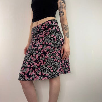Y2K vintage a line floral floaty midi skirt