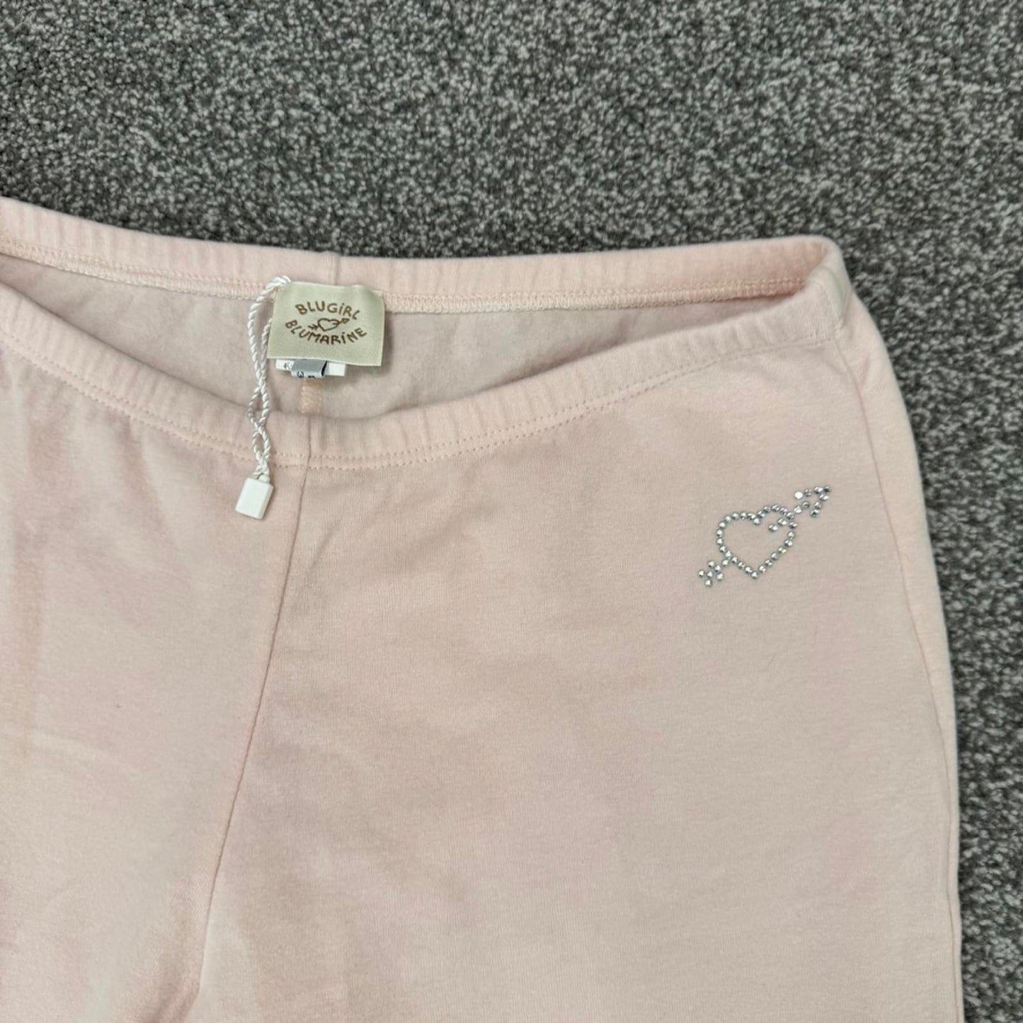 Y2K vintage Blugirl Blumarine low rise velour flared trousers rhinestone heart