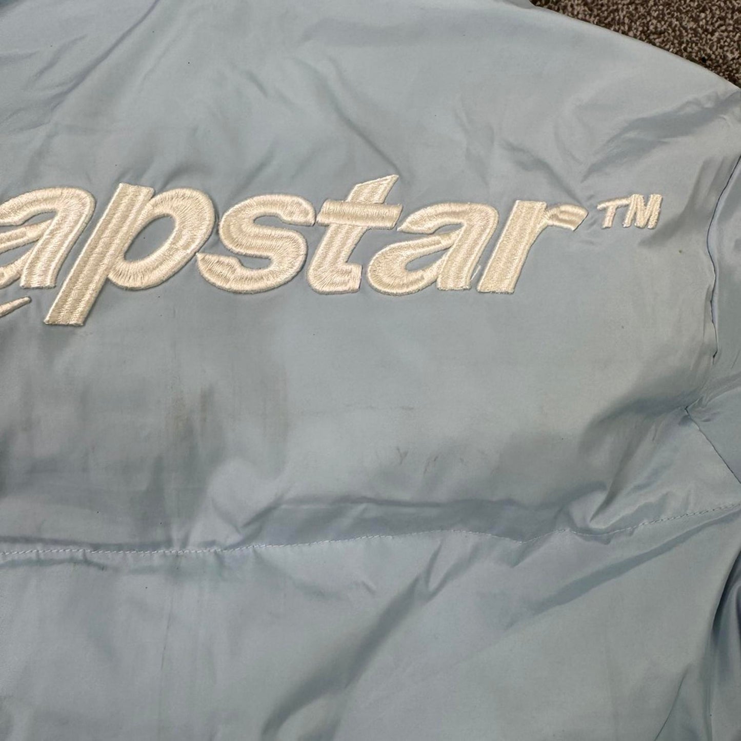Trapstar puffer jacket coat with hood baby ice blue