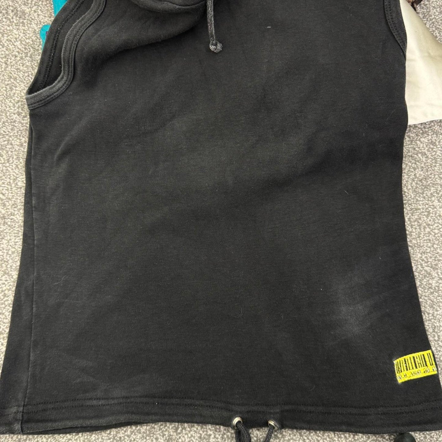 Y2K vintage high neck tank top sleeveless drawstring sporty black barcode