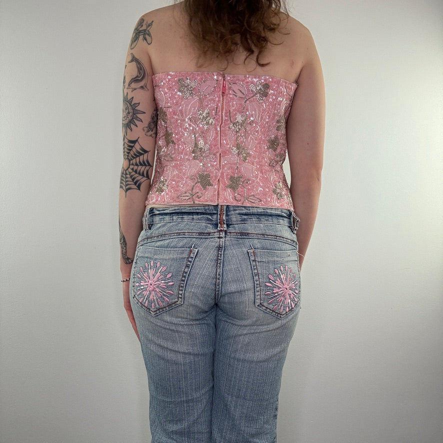 Vintage beaded sequin bustier top