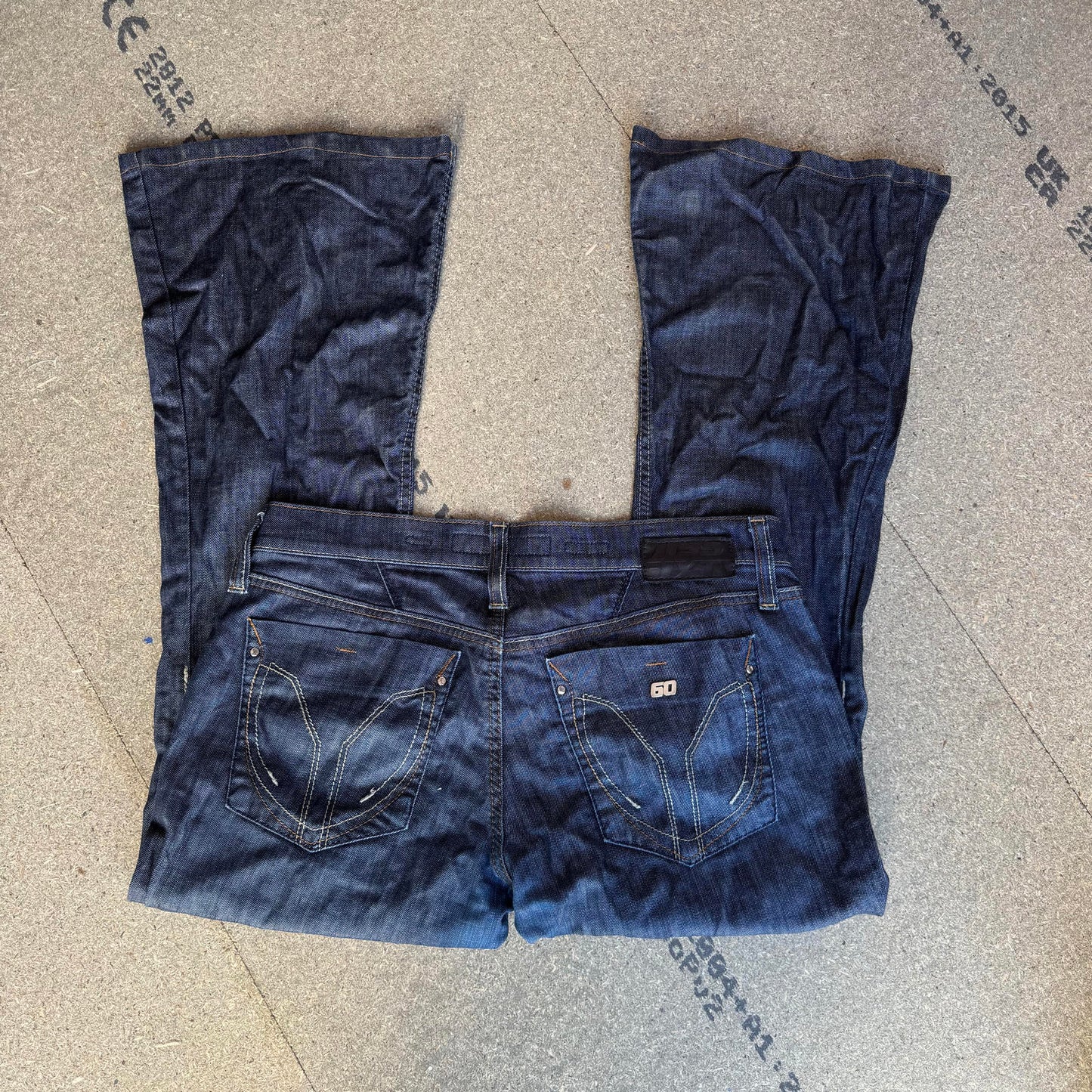 Y2K vintage Miss Sixty Wilkie style bootcut low rise dark denim jeans flared