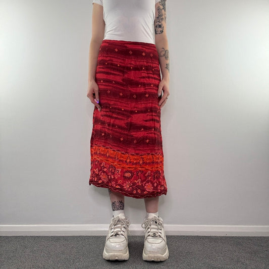 Y2K tie dye boho print maxi skirt