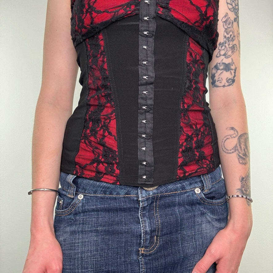 Y2K strapless hook and eye lace top