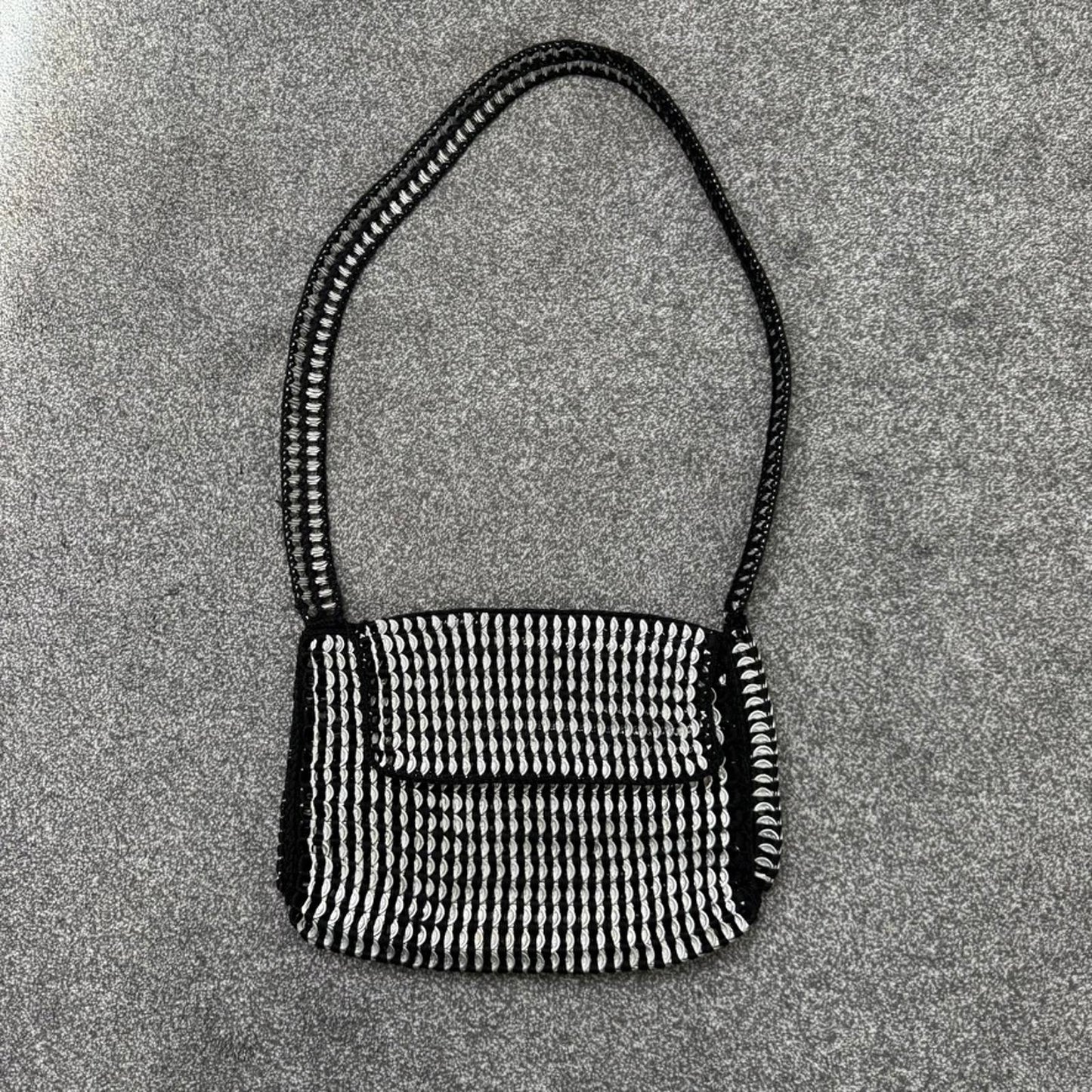 Y2K vintage bottle top cap can shoulder bag crossbody medium black silver