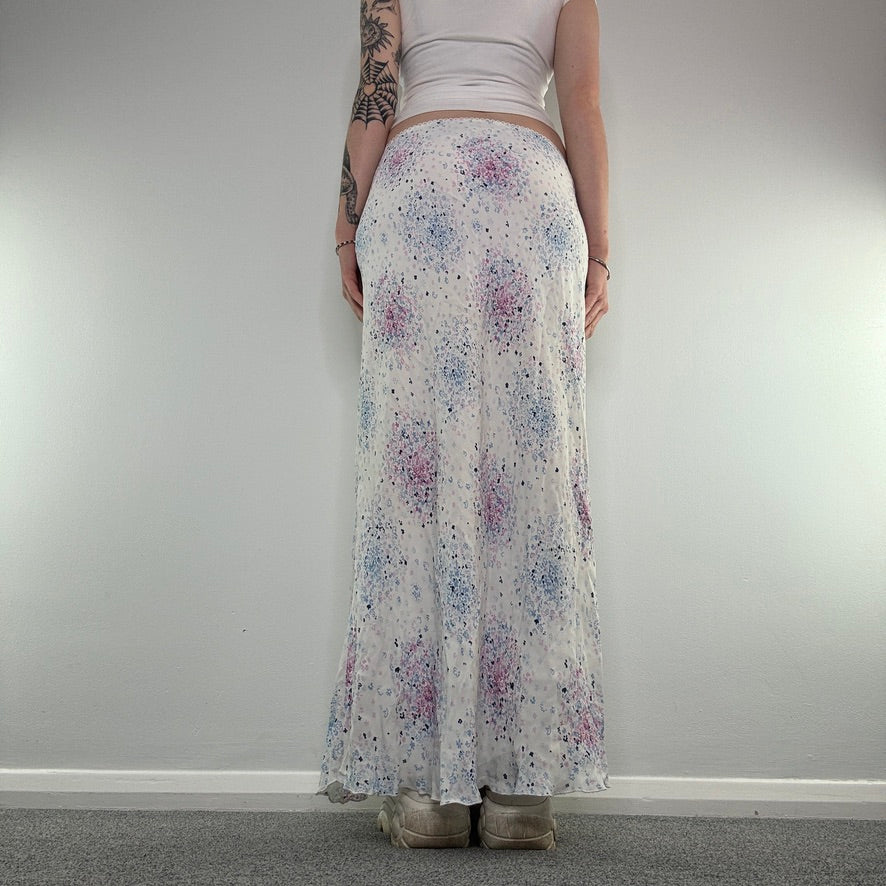 Y2K floaty floral summer maxi skirt