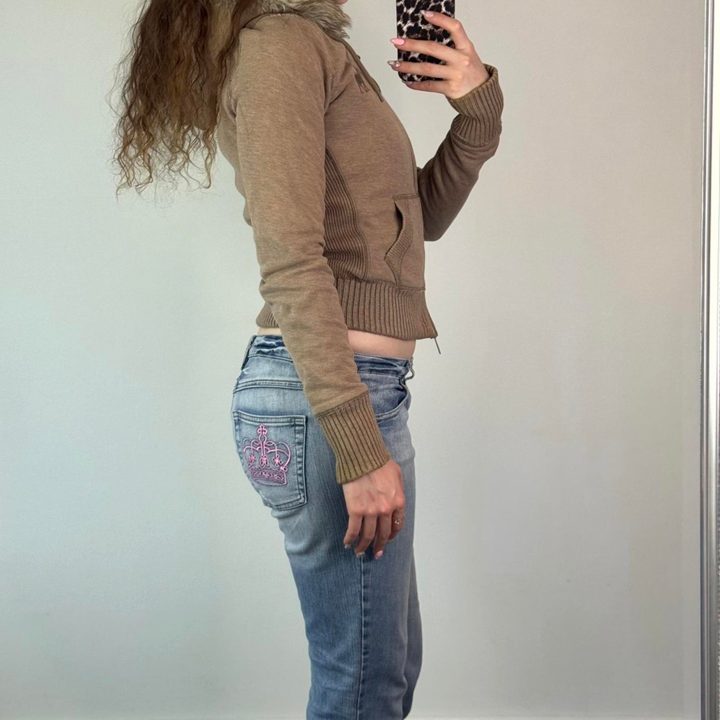 Y2K vintage Abercrombie & Fitch zip up hoodie faux fur lined trim mcbling