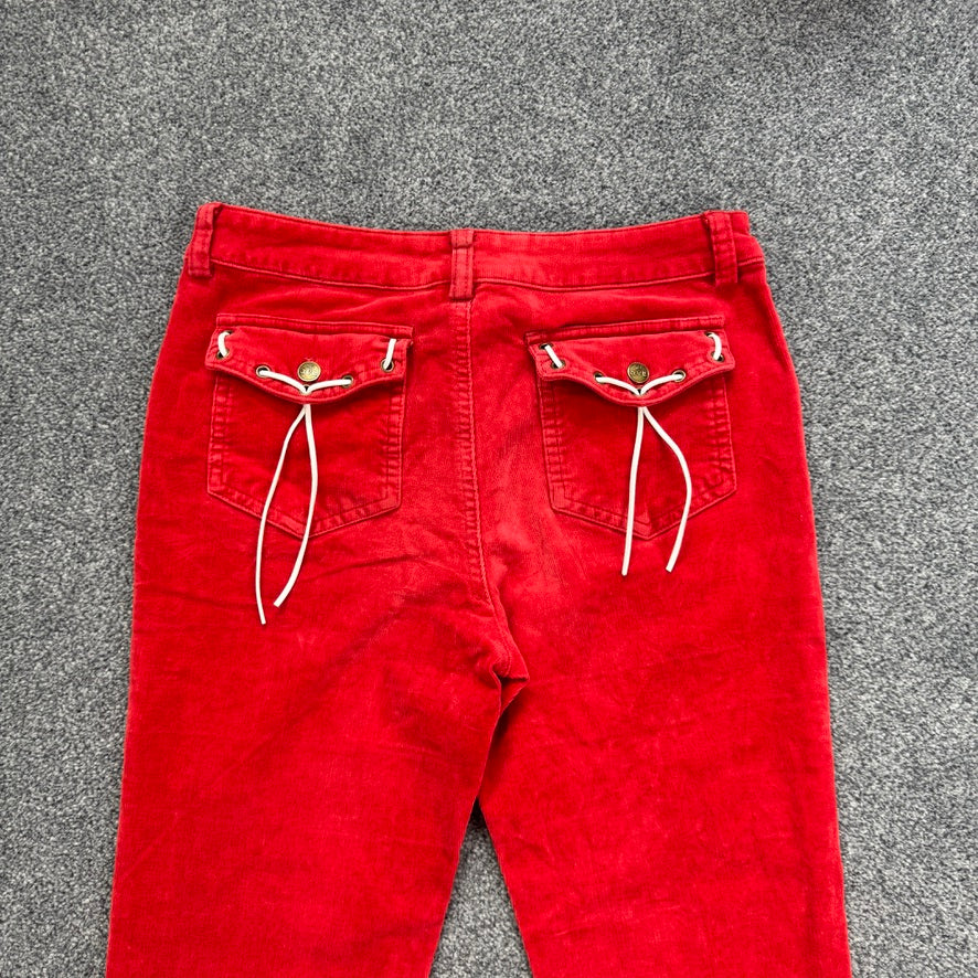 Y2K mid rise bootcut corduroy lace up jeans