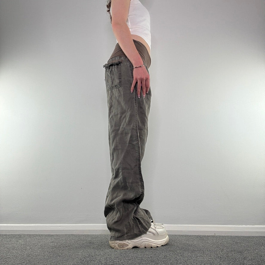 Y2K cargo fold over baggy lightweight summer trousers