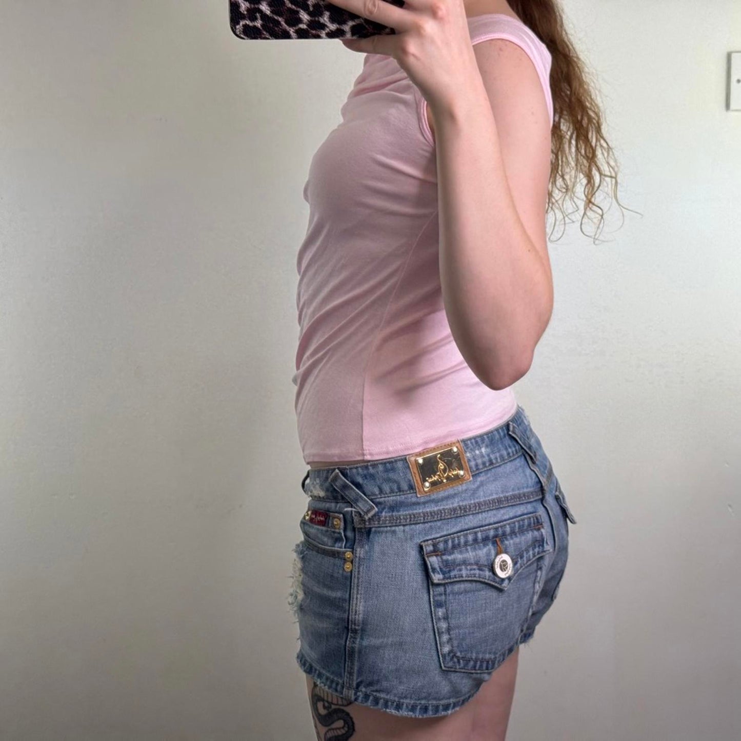 Y2K vintage ruched tank top buckle baby pink stretchy cowl neck