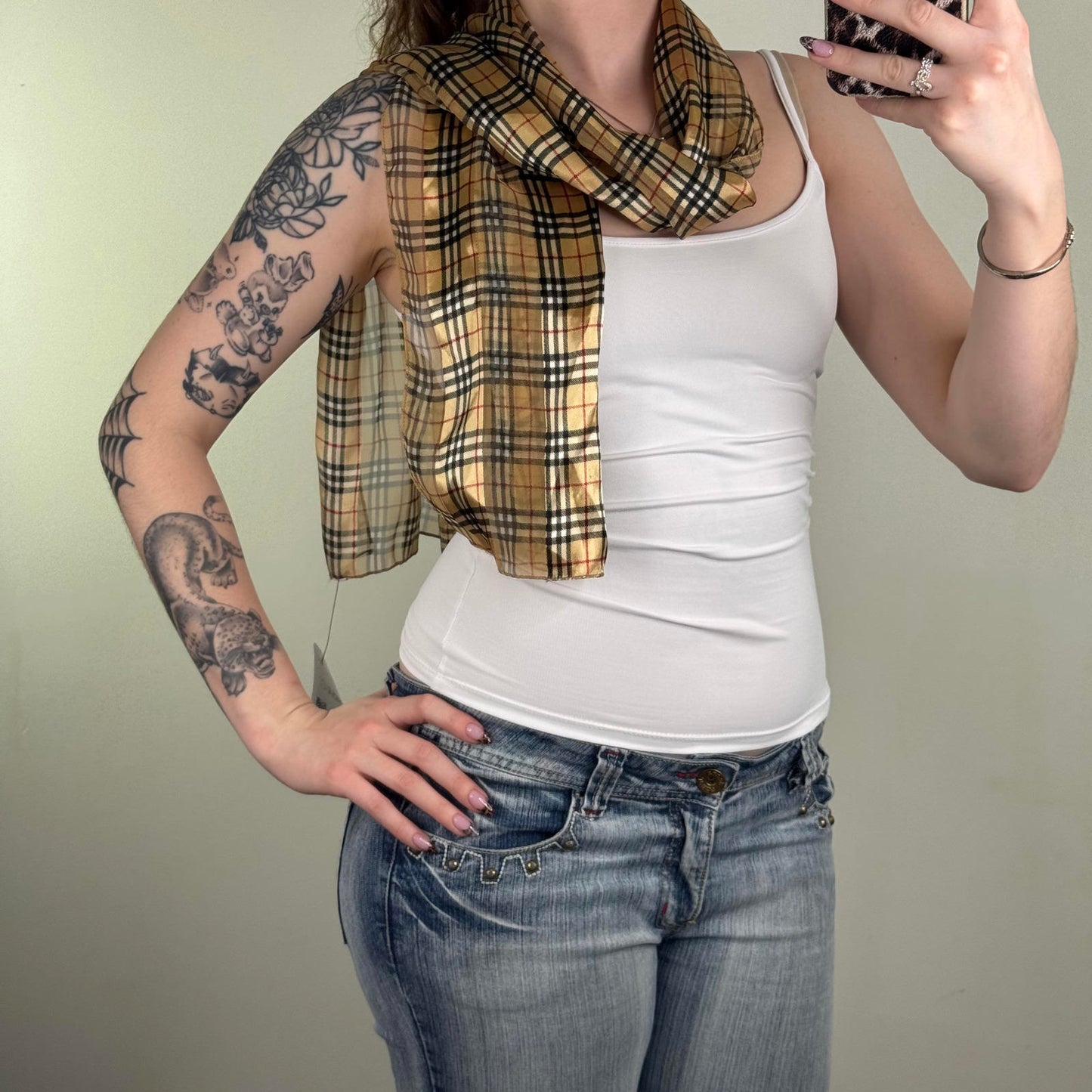 Y2K vintage novacheck scarf tartan lightweight sheer check print