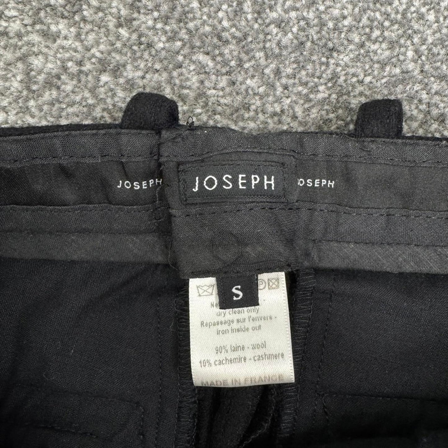 Joseph cashmere wool blend pinstripe bootcut trousers mid rise tailored formal