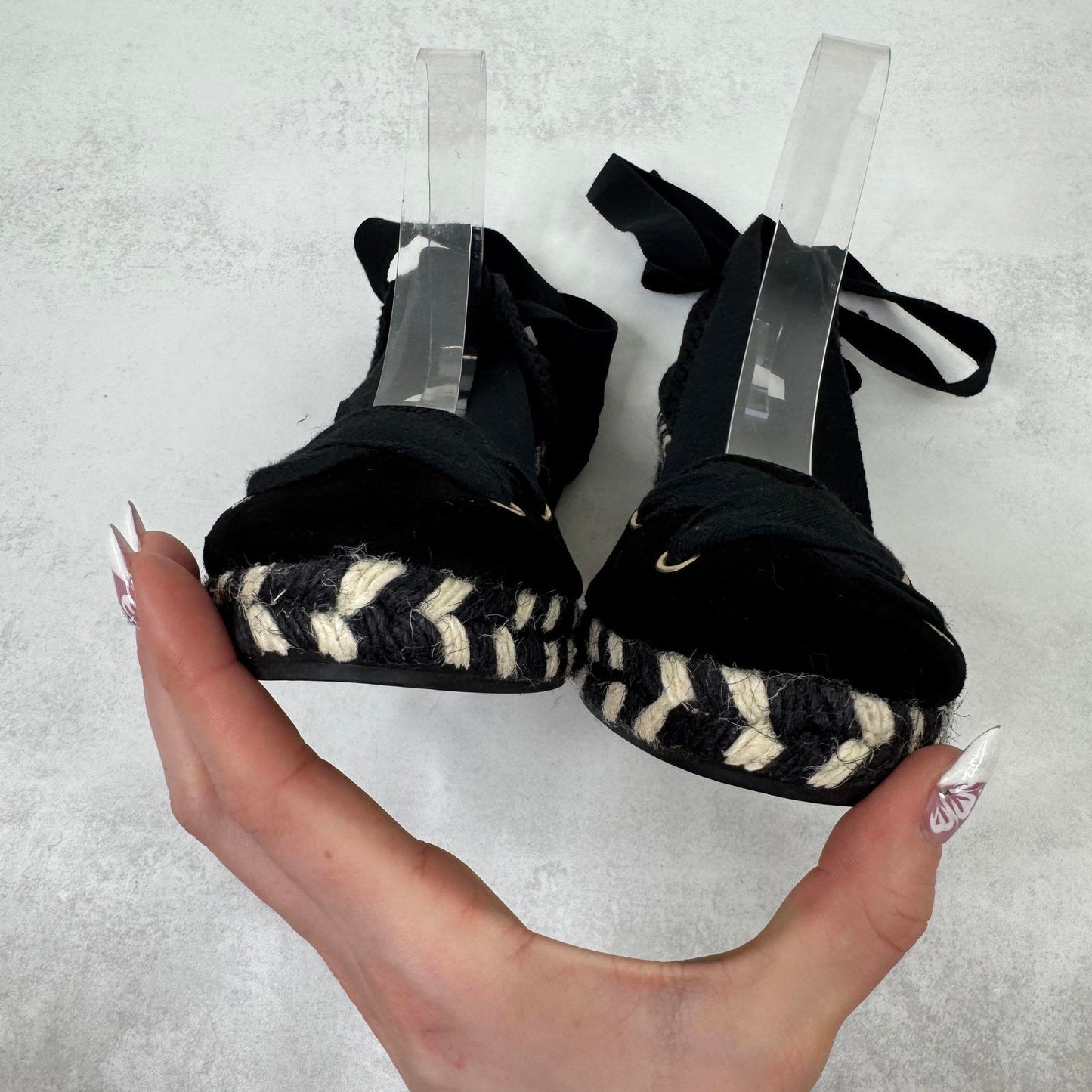 LK Bennett Ophelia wedge sandals braided espadrilles lace up block summer
