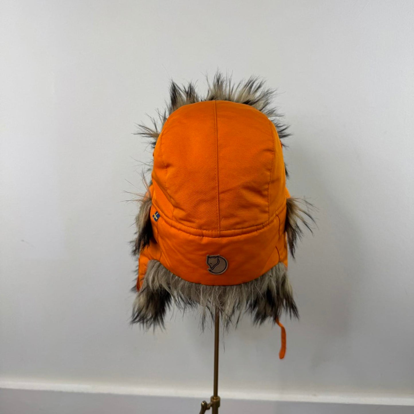 Fjallraven Nordic heater hat faux fur trapper safety orange unisex