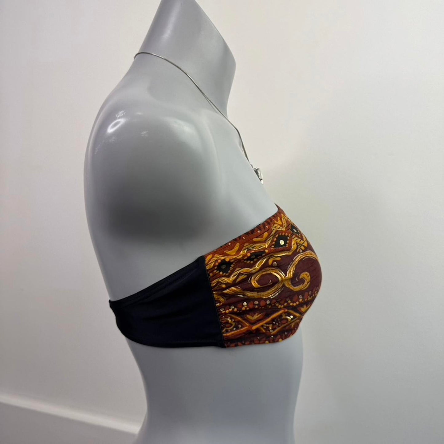 Y2K vintage strapless aztec pattern bandeau bikini top