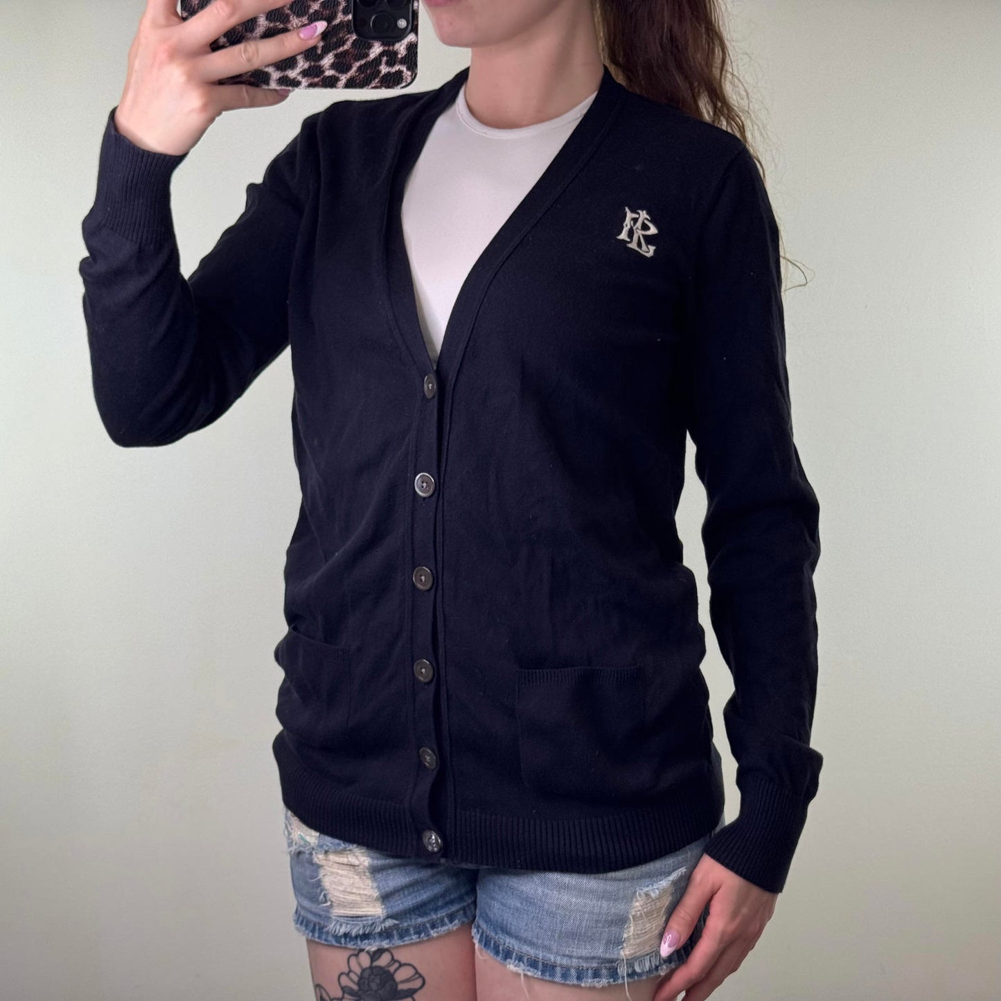 Ralph Lauren Polo Jeans Co button up cardigan V neck thin knit long sleeve