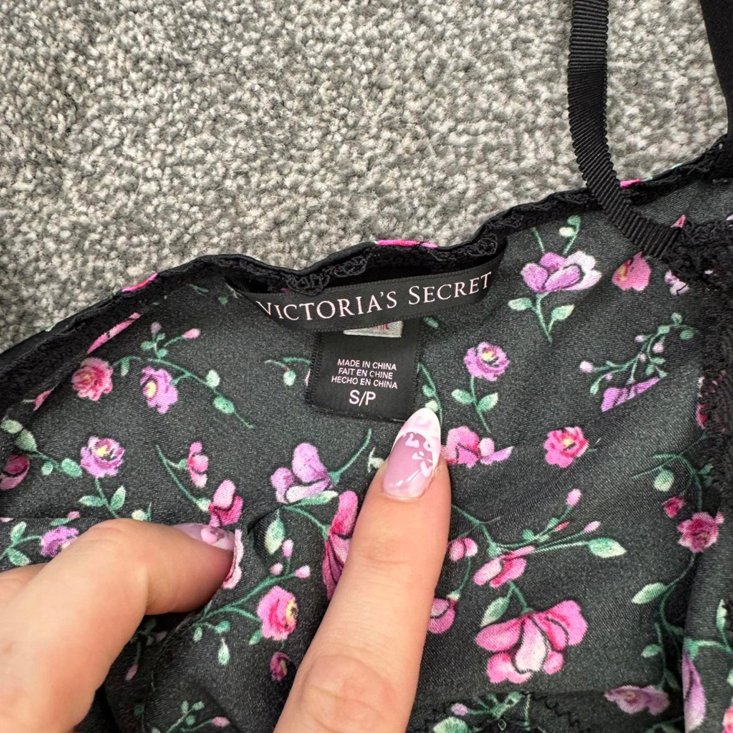 Victoria's Secret nightie night dress mini shorts ditsy floral thigh slit bow