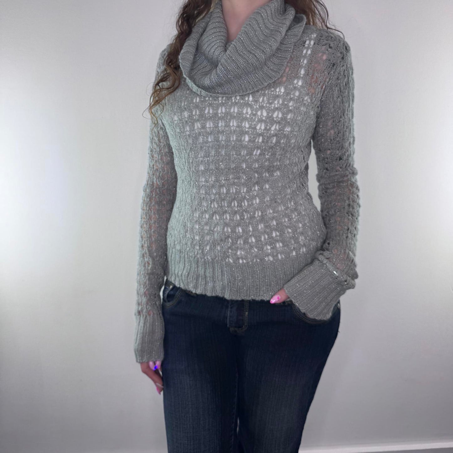 Y2K vintage roll neck knit long sleeve top