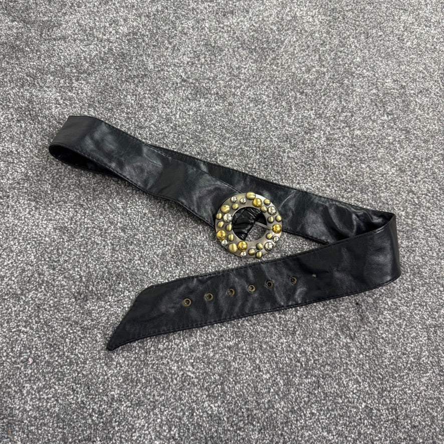 Y2K vintage faux leather studded circle belt