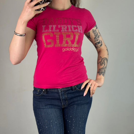 Y2K vintage Golddigga rhinestone spell out slogan t shirt top mcbling