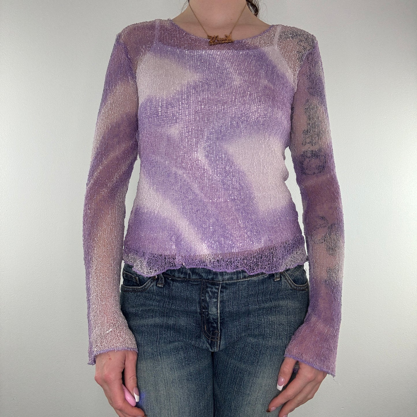 Y2K ombre crochet long sleeve top