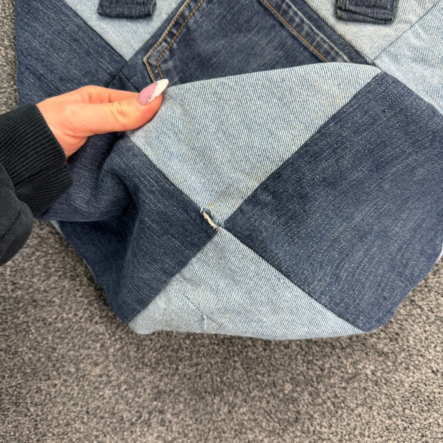 Y2K patchwork denim tote shoulder bag