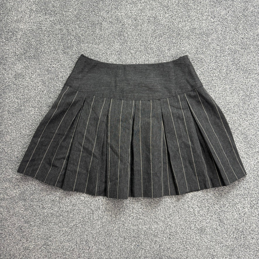 Y2K dark grey pinstripe pleated office mini skirt