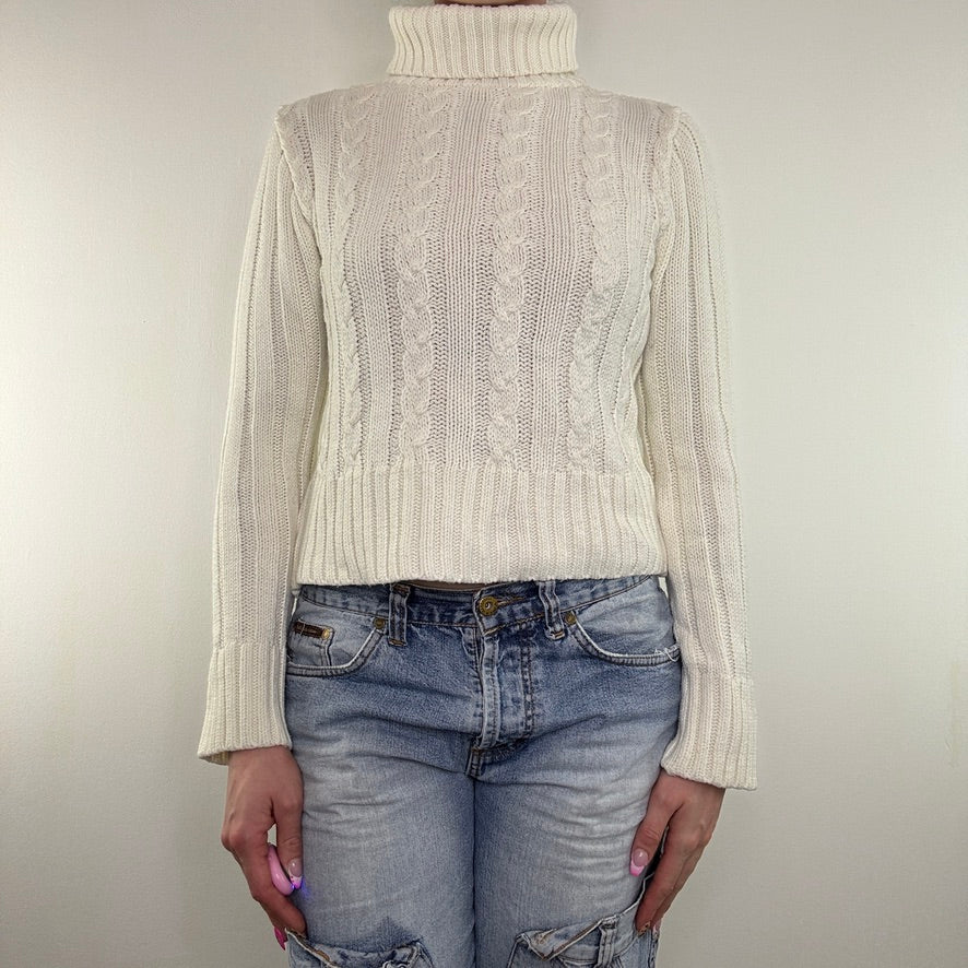 Y2K vintage cable knit turtleneck jumper